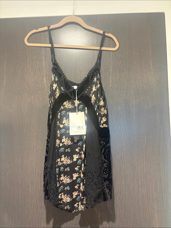 Johnny Was Tops - Johnny Was Black Floral Camisole with Cream and Teal Accents